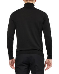 Pull à col rond noir John Smedley