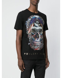 Pull à col rond noir Philipp Plein