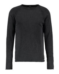 Pull à col rond noir Solid