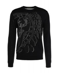 Pull à col rond noir Versace