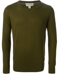 Pull à col rond olive Burberry