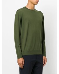 Pull à col rond olive Prada