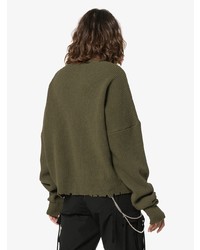 Pull à col rond olive Unravel Project