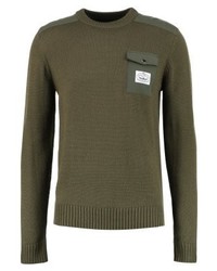 Pull à col rond olive Poler
