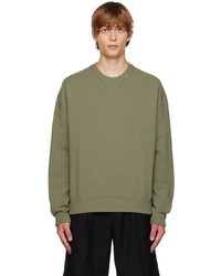 Pull à col rond olive Solid Homme