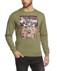 Pull à col rond olive Solid