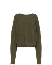 Pull à col rond olive Unravel Project