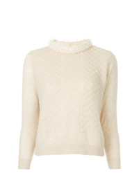 Pull à col rond orné beige Onefifteen