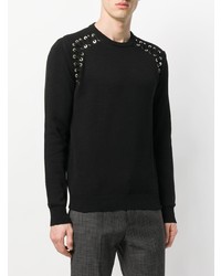 Pull à col rond orné noir Les Hommes