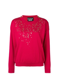 Pull à col rond orné rouge Boutique Moschino