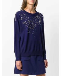Pull à col rond orné violet Boutique Moschino