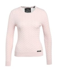 Pull à col rond rose Superdry