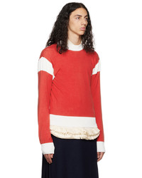 Pull à col rond rouge et blanc Molly Goddard