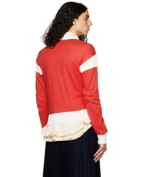 Pull à col rond rouge et blanc Molly Goddard