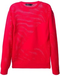 Pull à col rond rouge Alexander McQueen