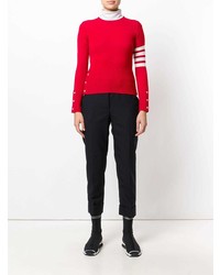 Pull à col rond rouge Thom Browne