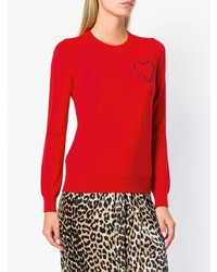 Pull à col rond rouge Love Moschino