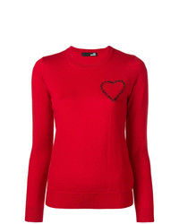 Pull à col rond rouge Love Moschino