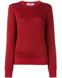 Pull à col rond rouge MSGM