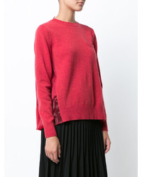 Pull à col rond rouge Sacai