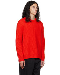 Pull à col rond rouge Solid Homme