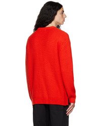 Pull à col rond rouge Solid Homme