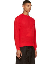 Pull à col rond rouge Alexander McQueen