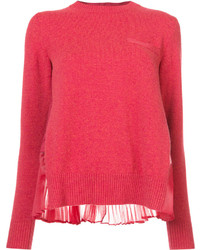 Pull à col rond rouge Sacai