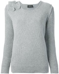 Pull à col rond texturé gris