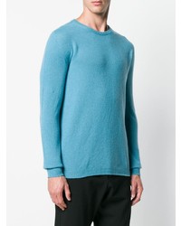 Pull à col rond turquoise Roberto Collina