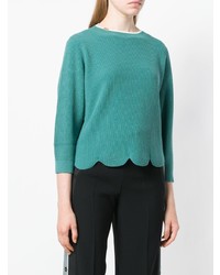 Pull à col rond turquoise Elisabetta Franchi