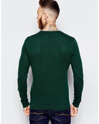 Pull à col rond vert foncé Asos