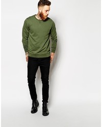 Pull à col rond vert foncé Asos