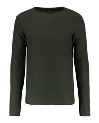 Pull à col rond vert foncé Solid