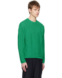Pull à col rond vert Solid Homme