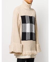 Pull à col roulé à carreaux marron clair JW Anderson