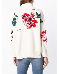 Pull à col roulé à fleurs blanc Ermanno Scervino