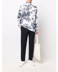 Pull à col roulé à fleurs blanc Erdem