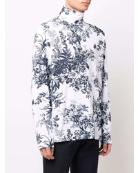 Pull à col roulé à fleurs blanc Erdem