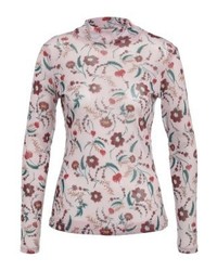 Pull à col roulé à fleurs rose Modström