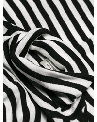 Pull à col roulé à rayures horizontales noir et blanc Saint Laurent