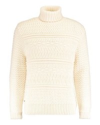 Pull à col roulé beige Lacoste
