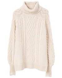 Pull à col roulé beige Mango