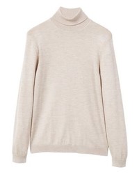 Pull à col roulé beige Mango