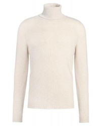 Pull à col roulé beige Roberto Collina