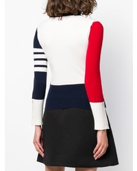 Pull à col roulé blanc et rouge et bleu marine Thom Browne