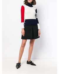 Pull à col roulé blanc et rouge et bleu marine Thom Browne