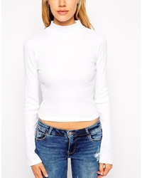 Pull à col roulé blanc Asos