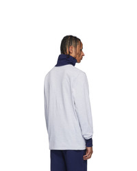 Pull à col roulé bleu marine et blanc Aimé Leon Dore