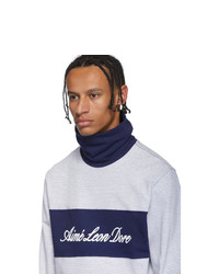 Pull à col roulé bleu marine et blanc Aimé Leon Dore